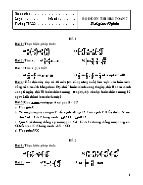 Bộ đề ôn thi HK I Toán 7